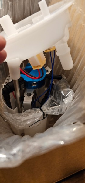 Walbro fuel pump surge tank assembly for Steve's BMW build, just arrived, three-pump setup